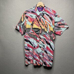 Rip Curl Madsteez Mens Button-Up Shirt M Multi-Color Abstract Print